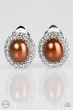 Paparazzi Earring - Romantically Regal - Brown Clip-On