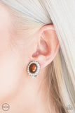 Paparazzi Earring - Romantically Regal - Brown Clip-On