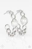 Paparazzi Earring - Fine Finery - White Hoop