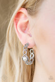 Paparazzi Earring - Fine Finery - White Hoop