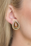 Paparazzi Earring - Noteworthy Shimmer - Brass Clip-On