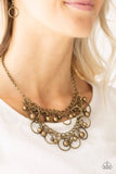 Paparazzi Necklace - Warning Bells - Brass