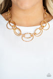 Paparazzi Necklace - Bend Oval Backwards - Gold