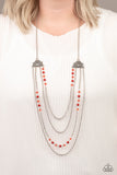 Paparazzi Necklace - Pharaoh Finesse - Red