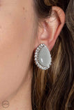 Paparazzi Earring - Downright Demure - White Clip-On