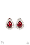 Paparazzi Earring - Haute Happy Hour - Red Clip-On
