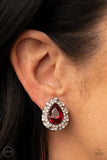 Paparazzi Earring - Haute Happy Hour - Red Clip-On