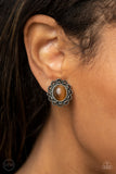 Paparazzi Earring - Garden Gazebo - Brown Clip-On