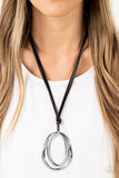 Paparazzi Necklace - Long OVAL-due - Black