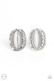 Paparazzi Earring - Shimmery Statement - White Clip-On