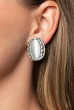 Paparazzi Earring - Shimmery Statement - White Clip-On