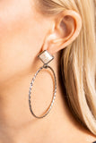 Paparazzi Earring - Canyon Circlet - White