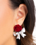Paparazzi Earring - Rosette Rarity - Red