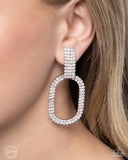 Paparazzi Earring - Guarded Glitz - White Clip-On
