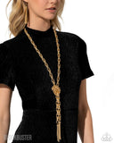 Paparazzi Necklace -  SCARFed for Attention - Gold Blockbuster