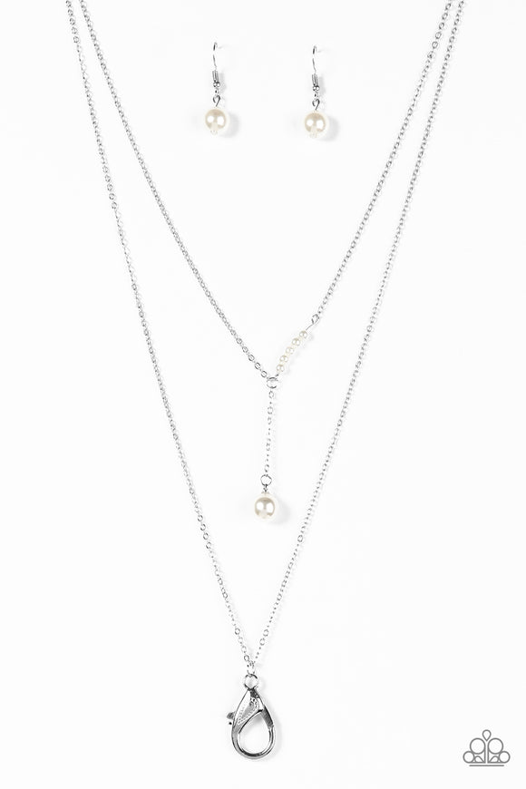 Paparazzi Necklace - Modernly Metro - White Lanyard