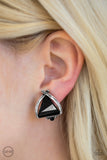Paparazzi Earring - Elegant Edge - Black Clip-On