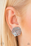 Paparazzi Earring - Carefree Carnation - Silver Clip-On