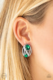 Paparazzi Earring - Wheres The FIREWORK? - Green Clip-On