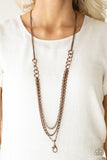 Paparazzi Necklace - Mechanical Mayhem - Copper Lanyard