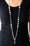 Paparazzi Necklace - Uptown Talker - White Lanyard
