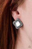 Paparazzi Earring - Royal Fandom - White Clip-On