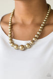 Paparazzi Necklace - Party Pearls - Brass