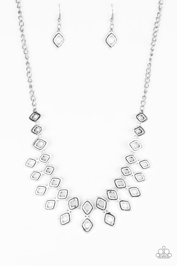 Paparazzi Necklace - Geocentric - Silver