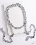 Paparazzi Necklace -  SCARFed for Attention - Silver Blockbuster