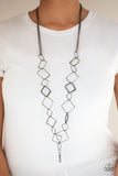 Paparazzi Necklace - Backed Into A Corner - Black Lanyard