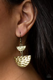 Paparazzi Earring - Triassic Triangles - Brass