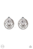 Paparazzi Earring - Epic Epicenter - White Clip-On