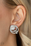 Paparazzi Earring - Epic Epicenter - White Clip-On