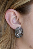 Paparazzi Earring - Daring Dazzle - Black Clip-On