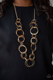 Paparazzi Necklace - Natural-Born RINGLEADER - Gold