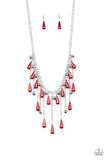 Paparazzi Necklace - Fleur de Fringe - Red