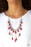 Paparazzi Necklace - Fleur de Fringe - Red