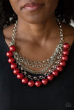 Paparazzi Necklace - One-Way WALL STREET - Red