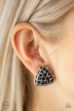 Paparazzi Earring - Rebel Rapture - Black Clip-On