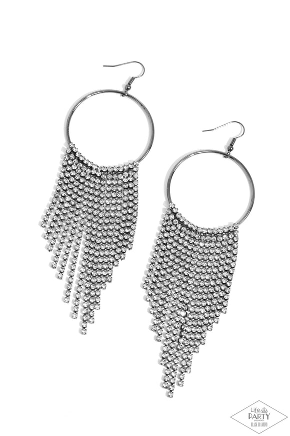 Paparazzi Earring - Streamlined Shimmer - Black