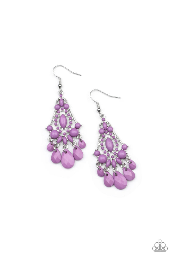 Paparazzi Earring - STAYCATION Home - Purple