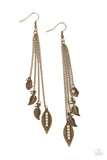 Paparazzi Earring - Chiming Leaflets - Brass