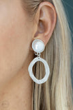 Paparazzi Earring - Vintage Veracity - White Clip-On