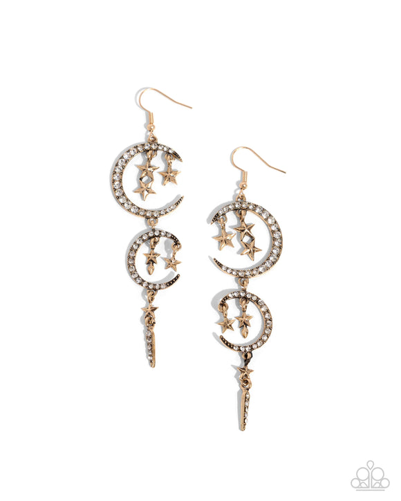 Paparazzi Earring PREORDER - Celestial Cascade - Gold