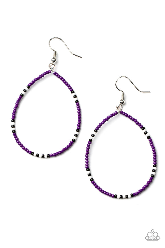 Paparazzi Earring - Keep Up The Good BEADWORK - Purple