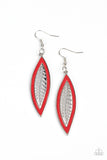 Paparazzi Earring - Leather Lagoon - Red