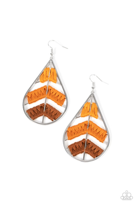 Paparazzi Earring - Nice Threads - Orange