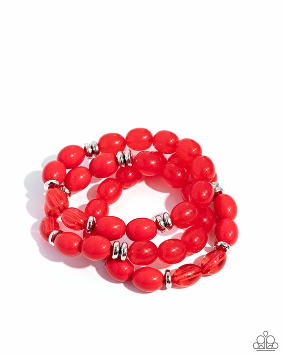 Paparazzi Bracelet - Coastal Coastin - Red
