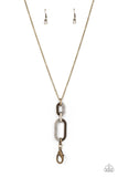 Paparazzi Necklace - OVAL-Statement of the Year - Brass Lanyard