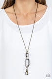 Paparazzi Necklace - OVAL-Statement of the Year - Brass Lanyard
